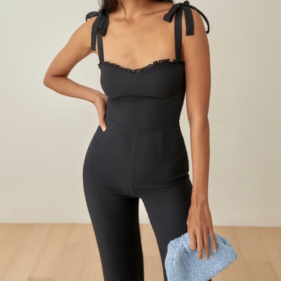Reformation Alfred Jumpsuit in Black NWT Sz 10 - Picture 3 of 5